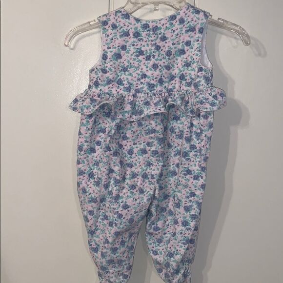 Vtg  floral corduroy footie onesie romper - Picture 5 of 8